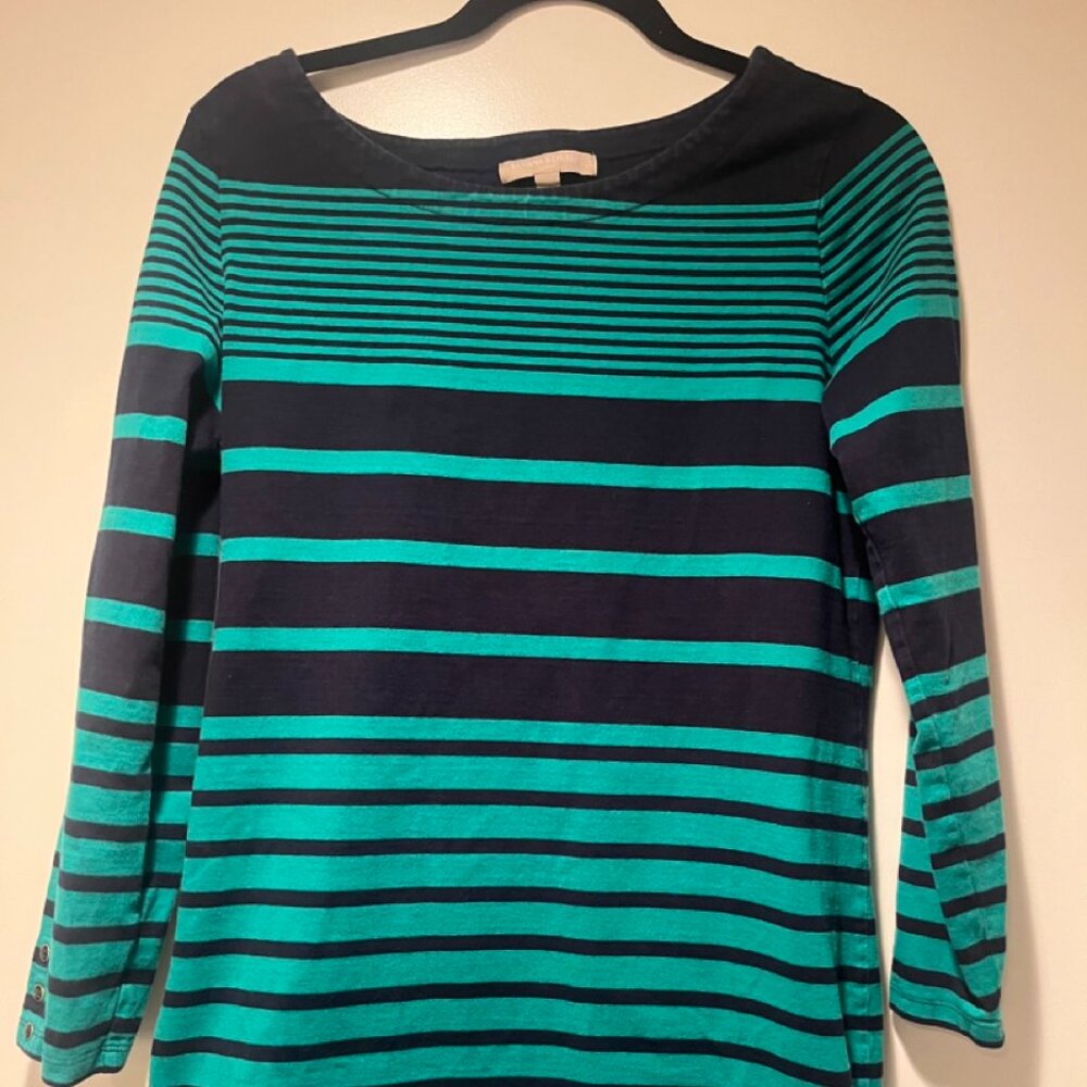 Classic Boatneck Striped Dress by Banana Republic Size XS/S Navy and Green